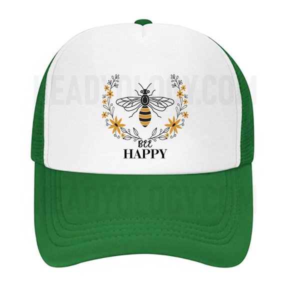 Be Happy Hats Bee Happy Baseball Hats With Bee Inside Flower Enjoying Nectar - Picture 8 of 16